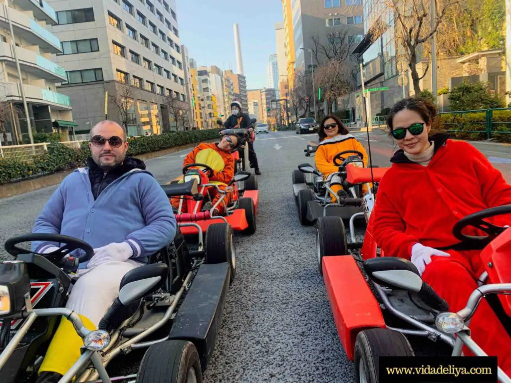 Group photo of Tokyo Mario Kart racing in Japan