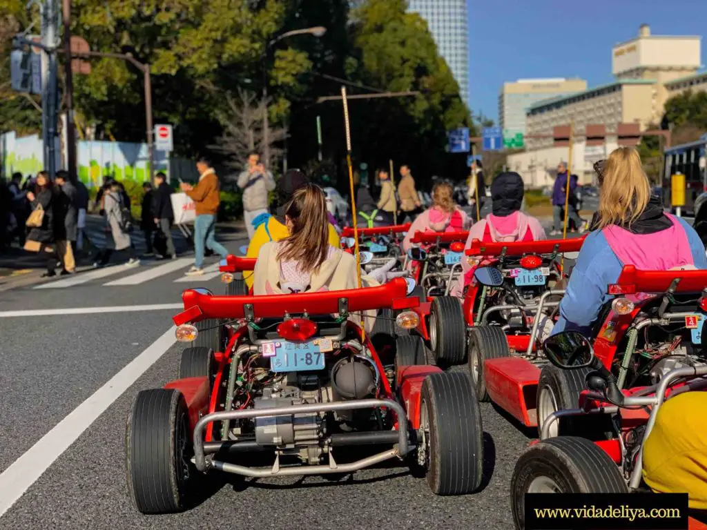 Mario carting in Tokyo, Japan at base of Tokyo Tower