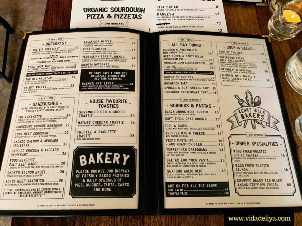 21 Kenny Hills Bakers Ampang, Kuala Lumpur Malaysia - restaurant - menu 1