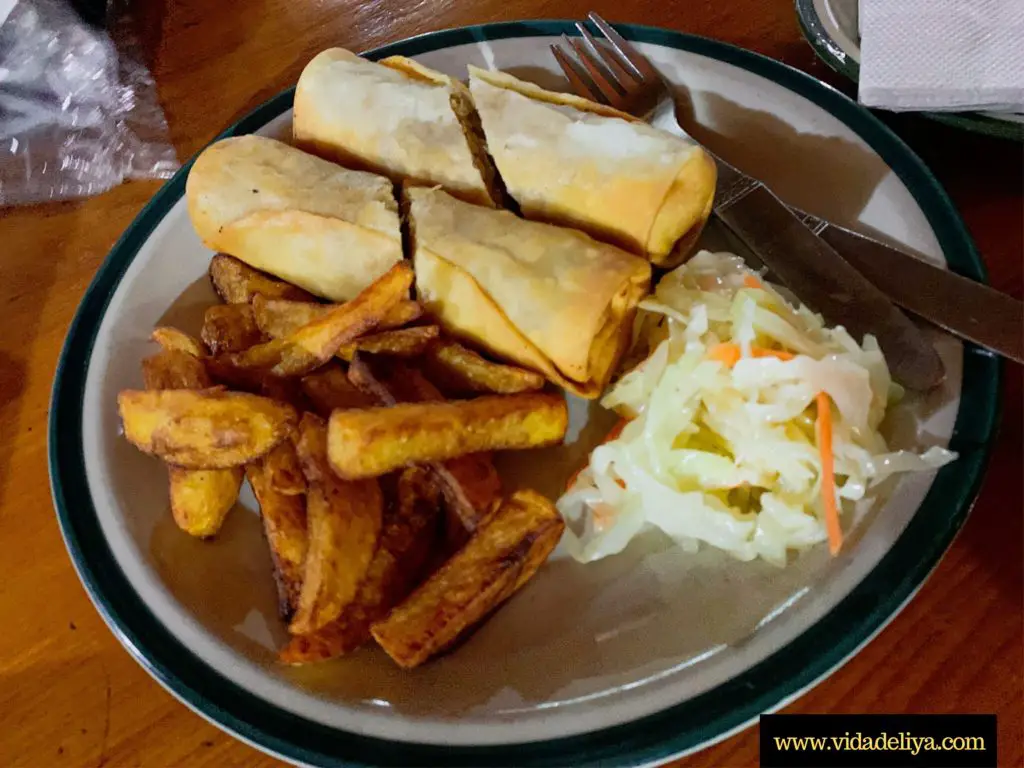 2 Fried chips, salad and sides in EBC trek