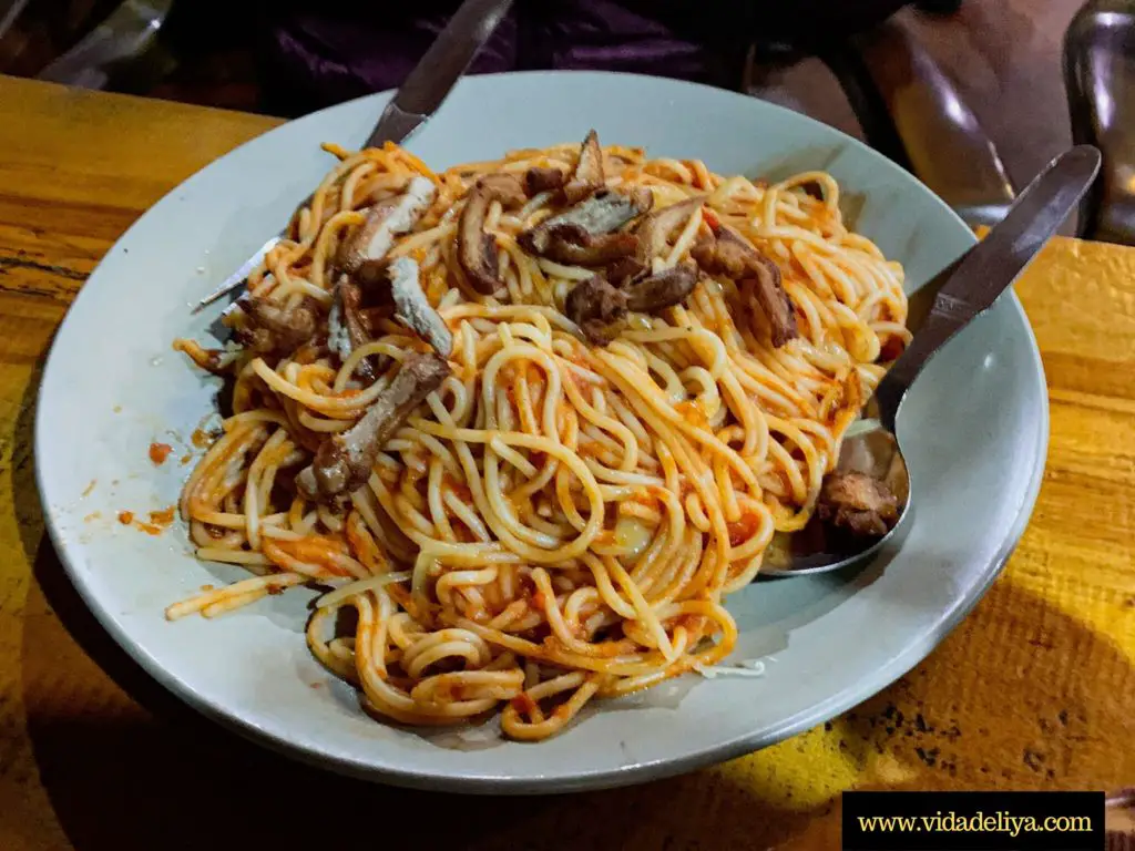20. Spaghetti bolognese at Good Luck Hotel Dingboche, Nepal