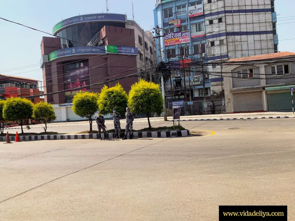 1. Empty streets of Kathmandu with police during Nepal lockdown